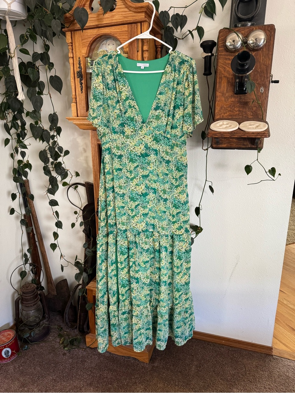 Baltic Born Green Floral V-Neck Maxi Dress